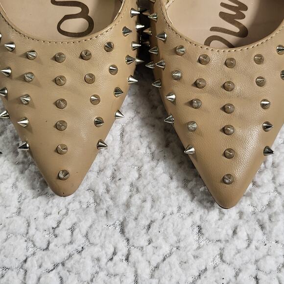 Sam Edelman Shoes HADLEE Oatmeal Suede Spiked Pump D'Orsay Heel size 6.5 - Picture 6 of 8